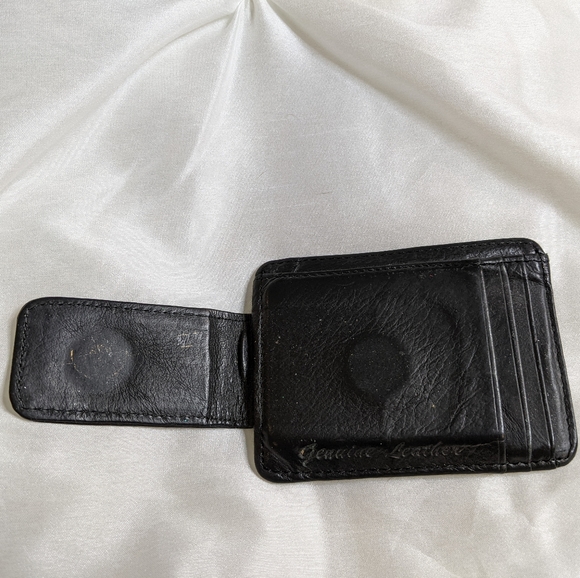 Genuine Leather Wallet with Magnetic Money Clip, Black - Picture 5 of 6